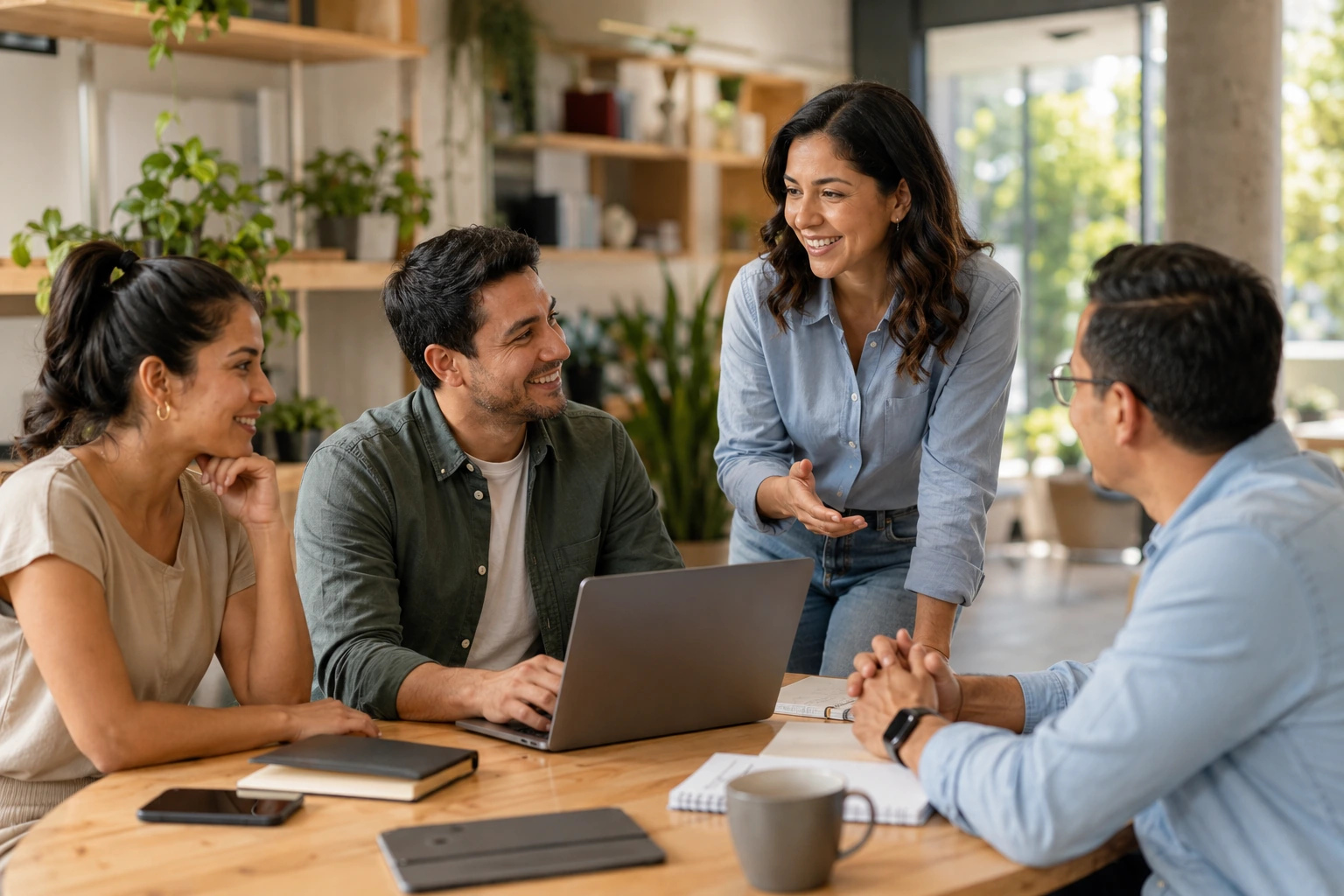 Personas reunidas colaborando en un entorno institucional y profesional